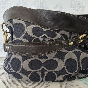 Coach Black and Cream Signature Hobo Bag